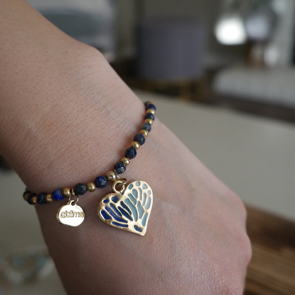 Gold plated - Blue Heart Charm Bracelet